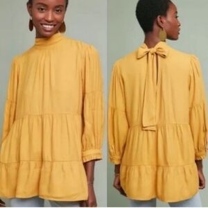 Maeve Anthropologie Goldie high neck tiered tunic women xsmall oversized top